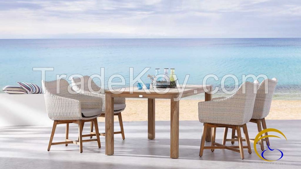 Newest modern resin rattan wicker dining room furniture - Poly Rattan Outdoor Dining set furniture