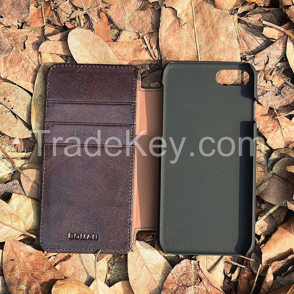 Premium mobile phone leather case with strap, geniune leather case