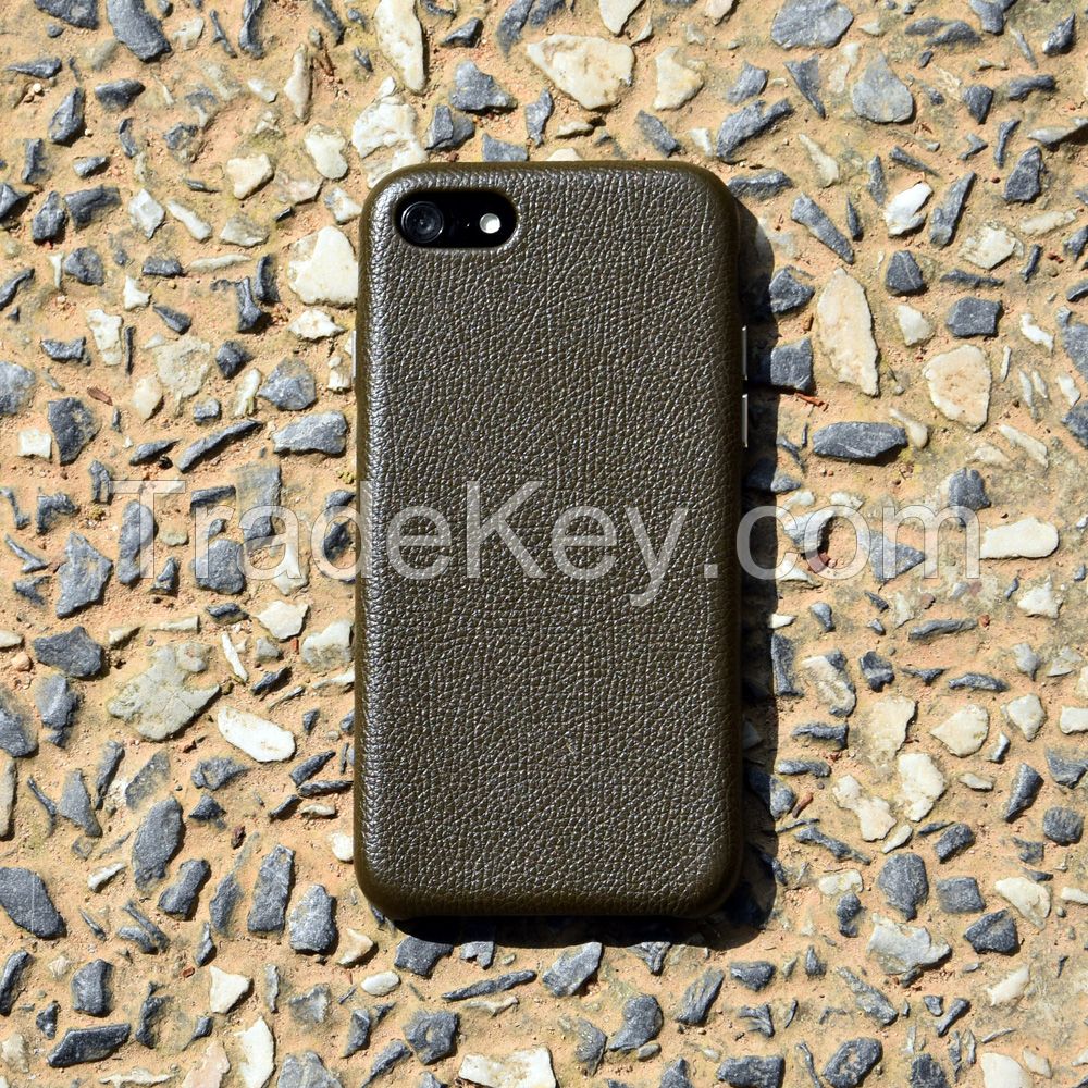 Slim apple iphone leather back cover with metal button