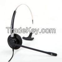 Professional VoIP corded call center telephone headset and headphone with noise cancelling microphone