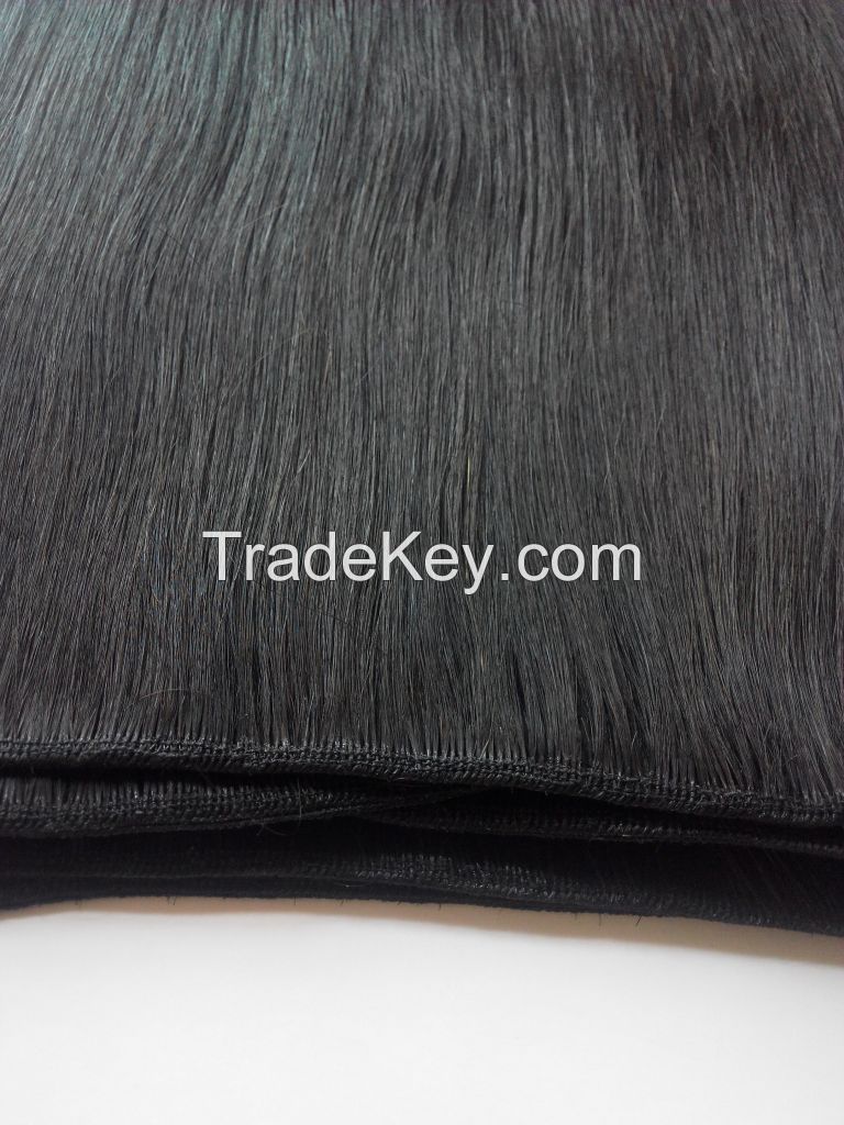 Straight human remy hair weft Natural black unprocessed  Brazilian hair India's hair