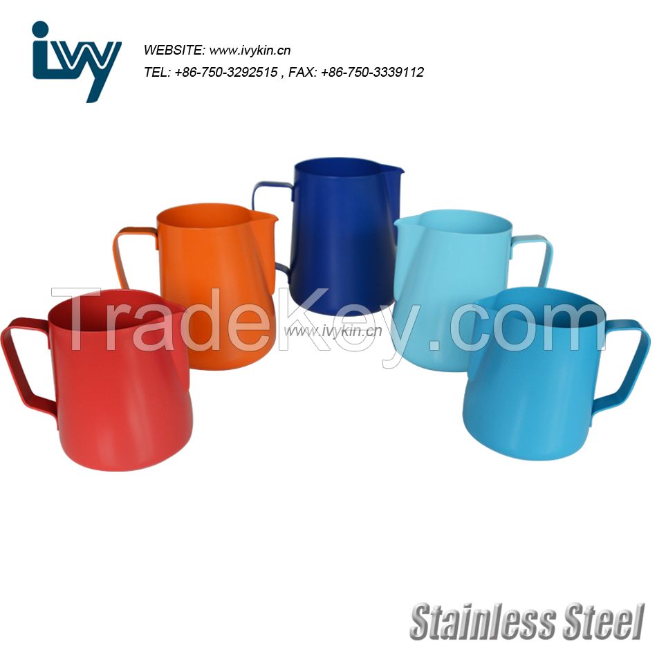 colorful telfon coating milk frothing pitcher high quality