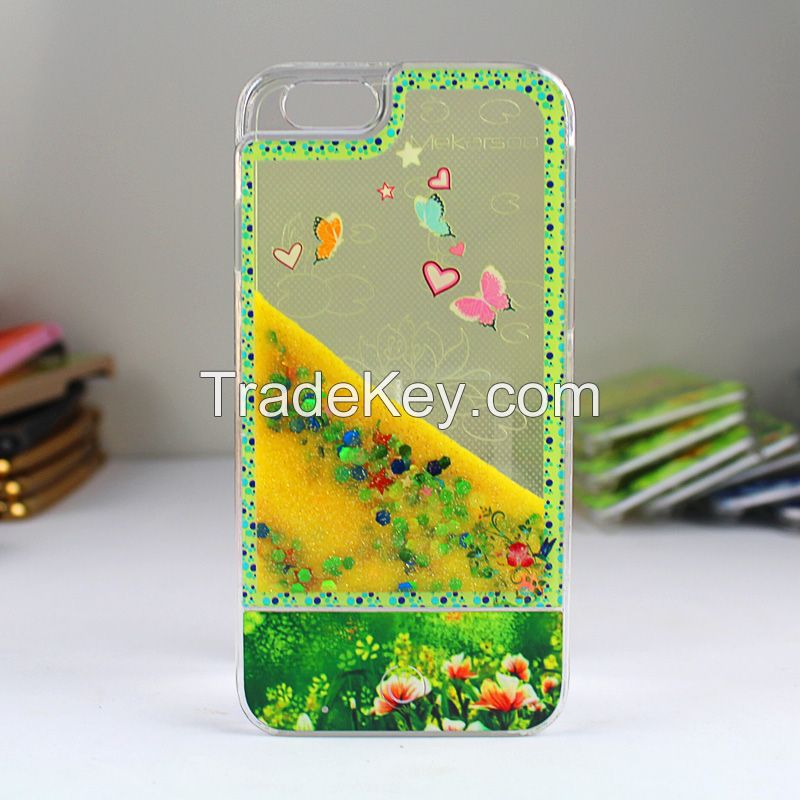 Unique design quicksand paillette LED light up cell phone case for iPhone 6/6s