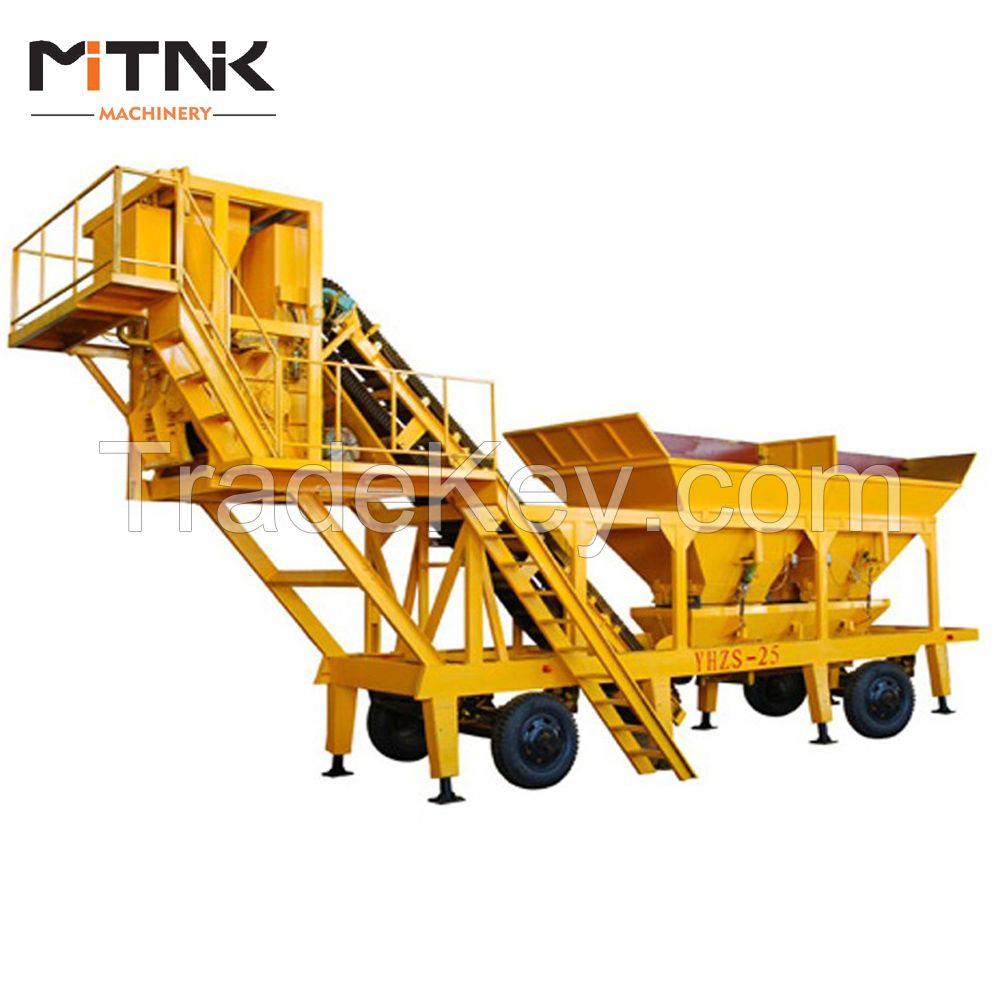 25m3/h Mobile concrete batching plant for sale,mobile concrete plan