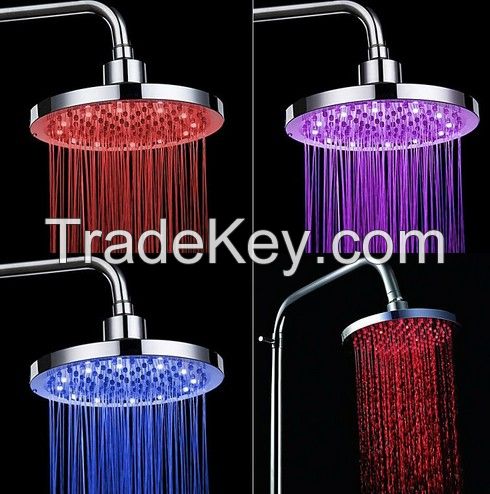 Freeshipping 8 INCH Round,LED Shower Head,Led Rainfall Shower,Rain Shower HG-4106DA