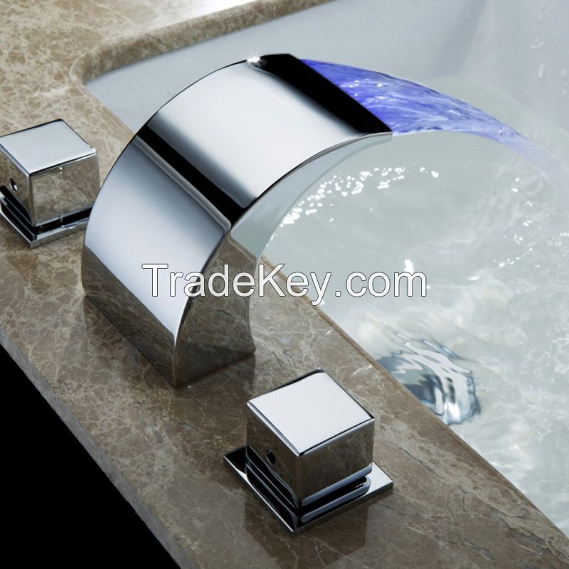 Bathroom Faucet Waterfall,LED Sink Faucet Waterfall,Water Tap LED Temperature Controlled