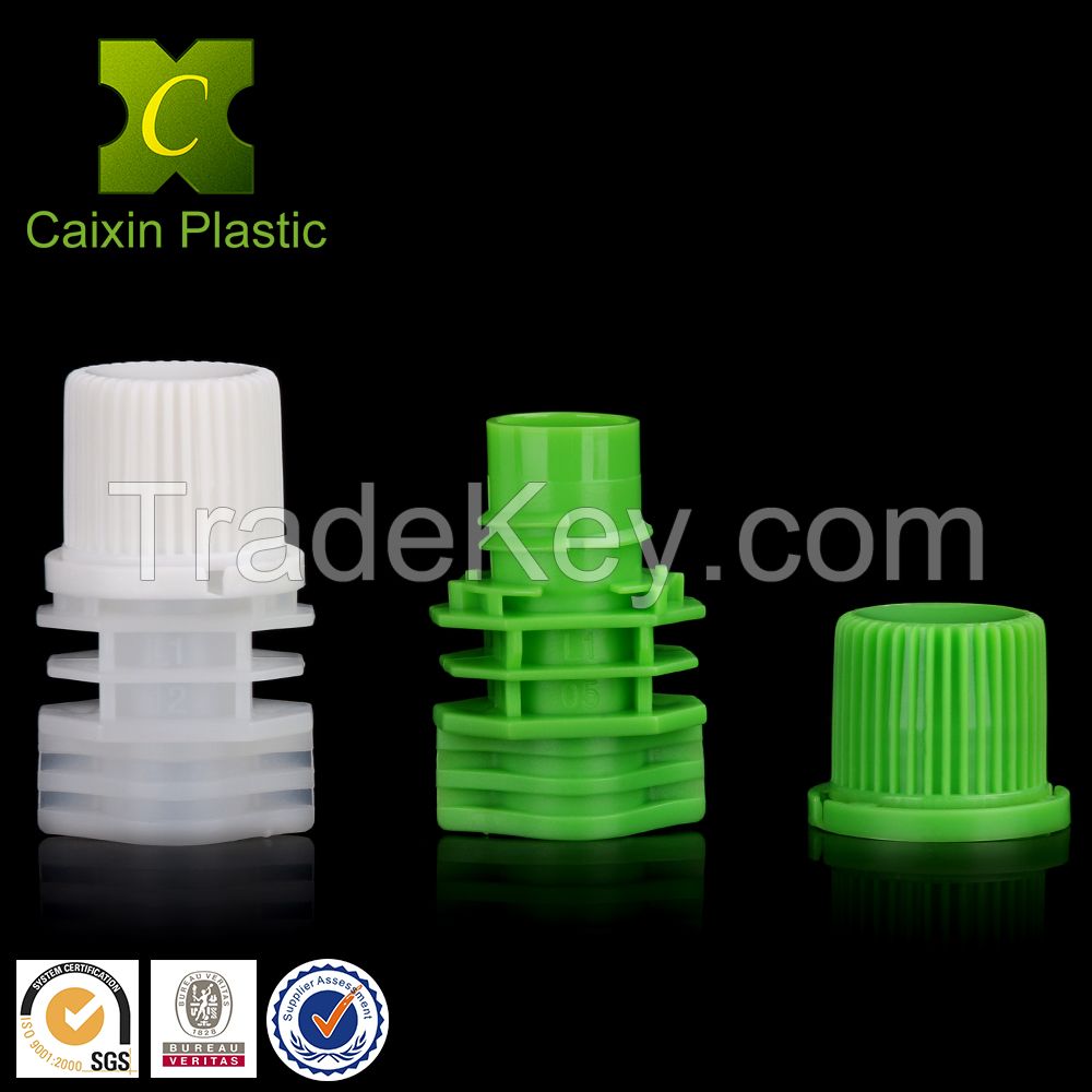 Plastic spouted pouch with screw cap for liquid food packaging