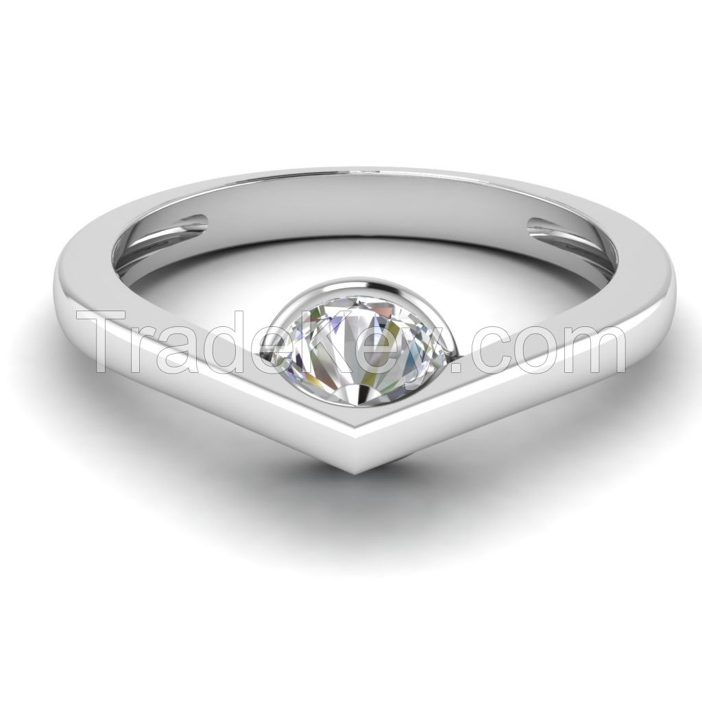 Moissanite Diamond Engagement Ring 0.43 ct,. 925 Silver