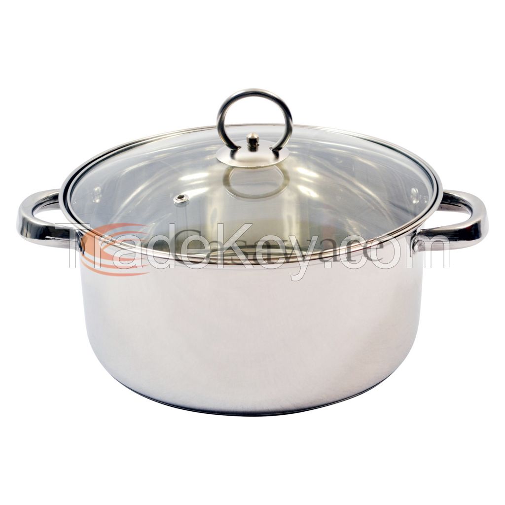 8 Pcs Stainless Steel Induction Bottom (Encapsulated) Cookware Set with Glass Lids and Tube Handles