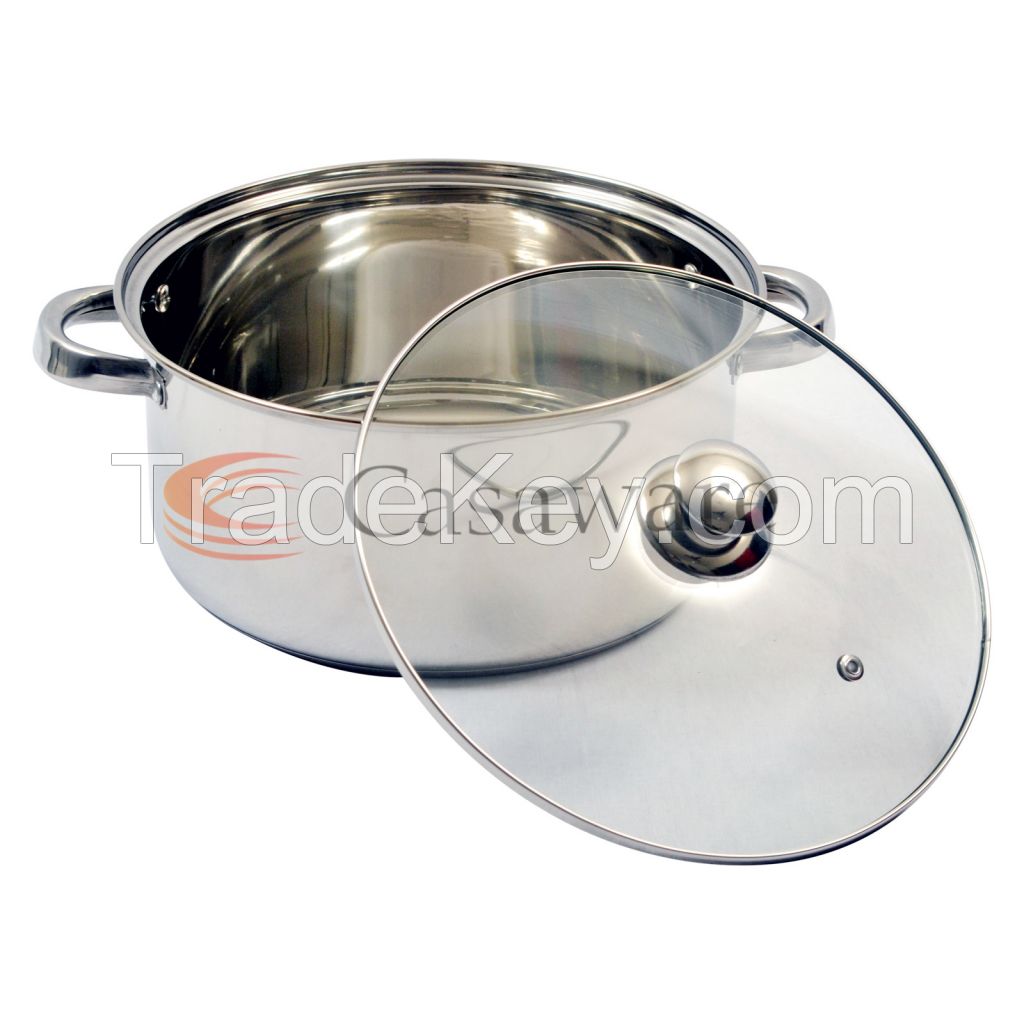 7 Pcs Stainless Steel Induction Bottom (Encapsulated) Cookware Set with Glass Lids and Tube Handles