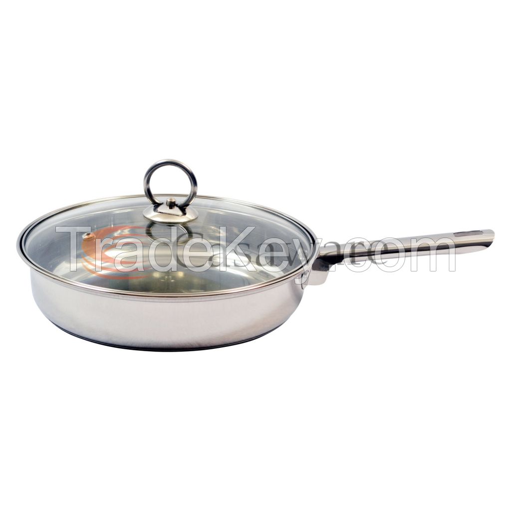 8 Pcs Stainless Steel Induction Bottom (Encapsulated) Cookware Set with Glass Lids and Tube Handles