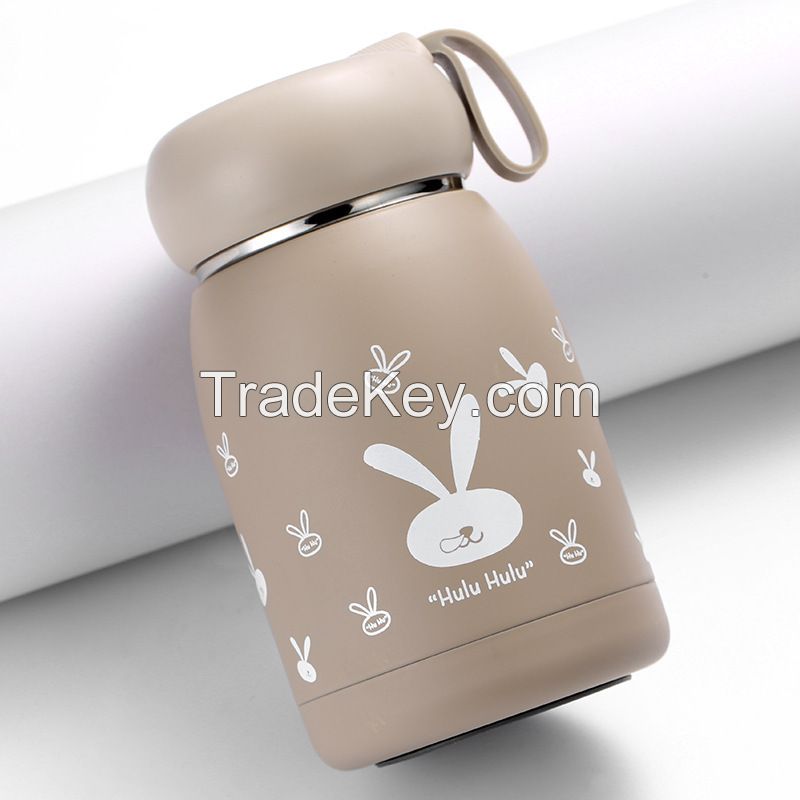 New design factory travel kids school stainless steel mini portable handle cheap small cute rabbit water bottle