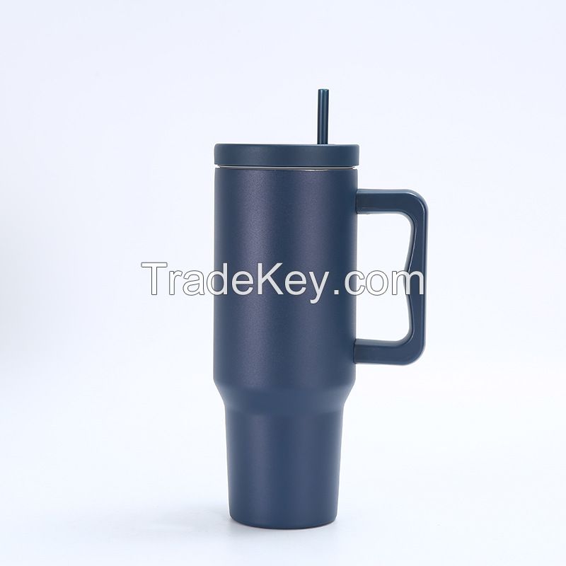 40oz handle car cup double wall stainless steel water bottle vacuum insulated tumbler with straw custom logo handle mug 2.0/3.0