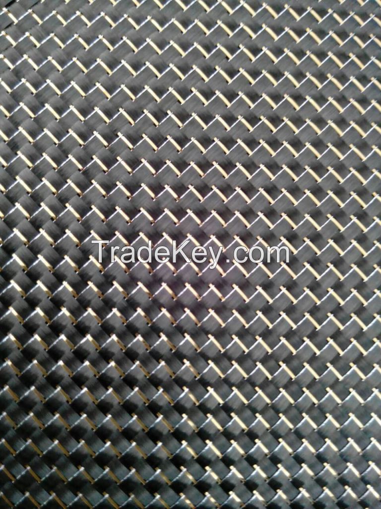 Gold and silver Carbon fiber fabric/cloth,Metallic carbon fiber fabric 