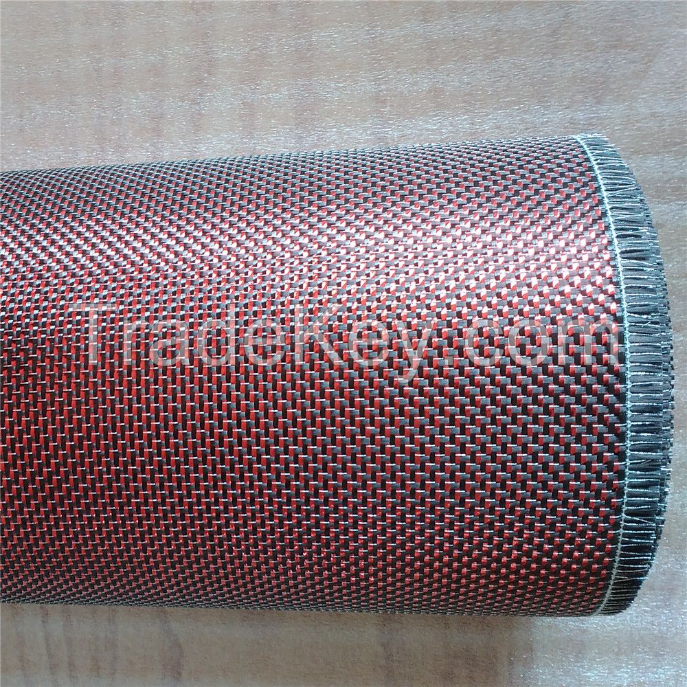 RED and silver Carbon fiber fabric/cloth,Metallic carbon fiber fabric 100cm wide