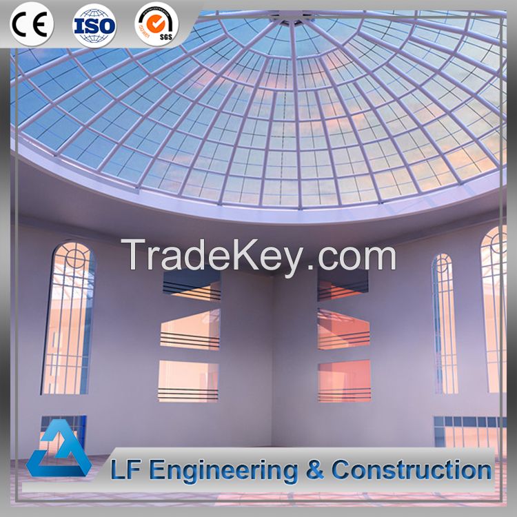 Function hall roof tempered glass dome skylight