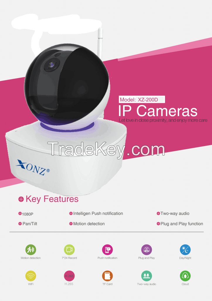 Popular H.265 cctv home security camera and wireless two way audio camera monitor