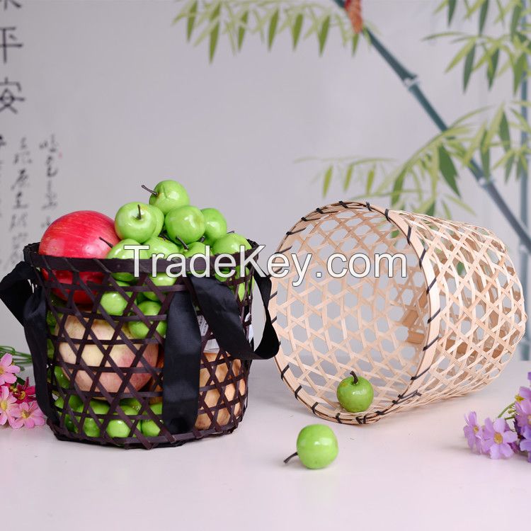 Mesh weaving bamboo fruit basket
