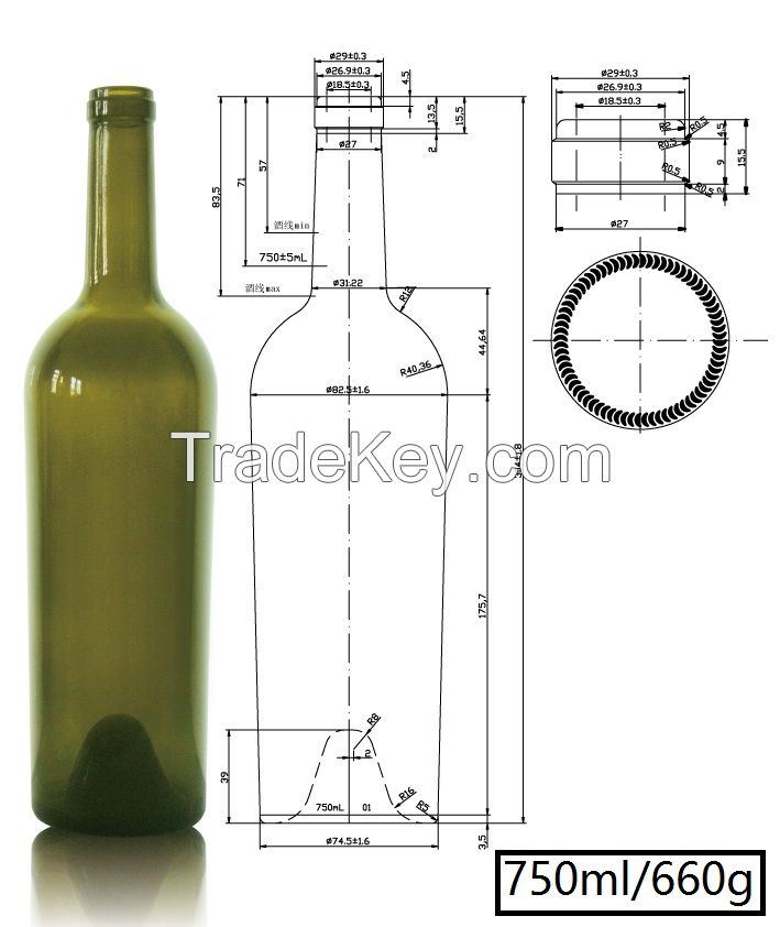 750ml Drink Glass Bottle