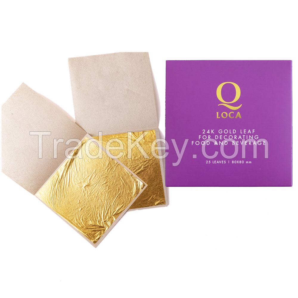 Edible Gold Leaf 24 Karat, Edible Topping, Edible Decoration 25 Sheets (80mm x 80mm)