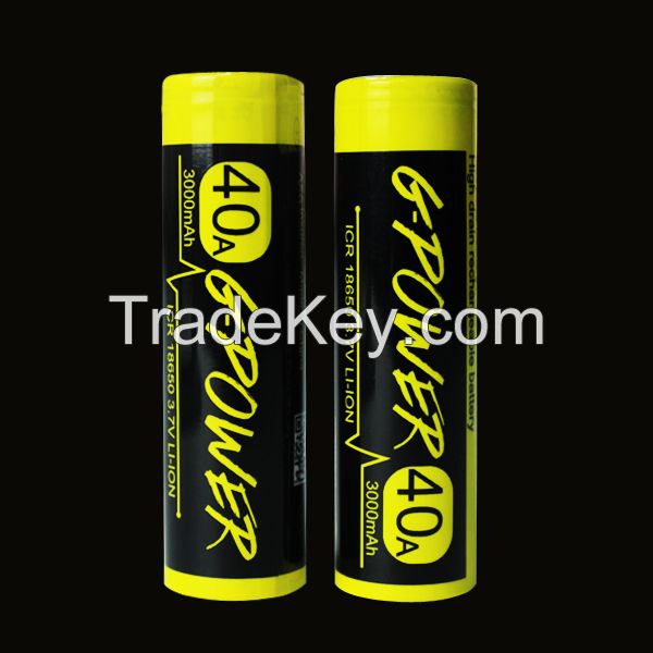 Top selling gpower 18650 high drain battery 3.7V 3000mAh 40A