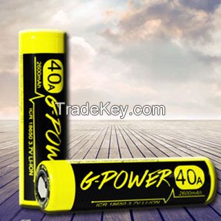 Gpower 18650 high drain 3.7v 2600mAh 40A Battery for e-cigs