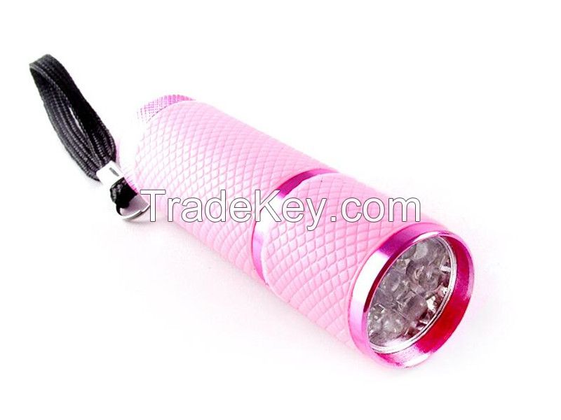 Mini Led Uv Gel Nail Dryer, 395nm 9 Lamps, Luminous Flashlight Nail Curing