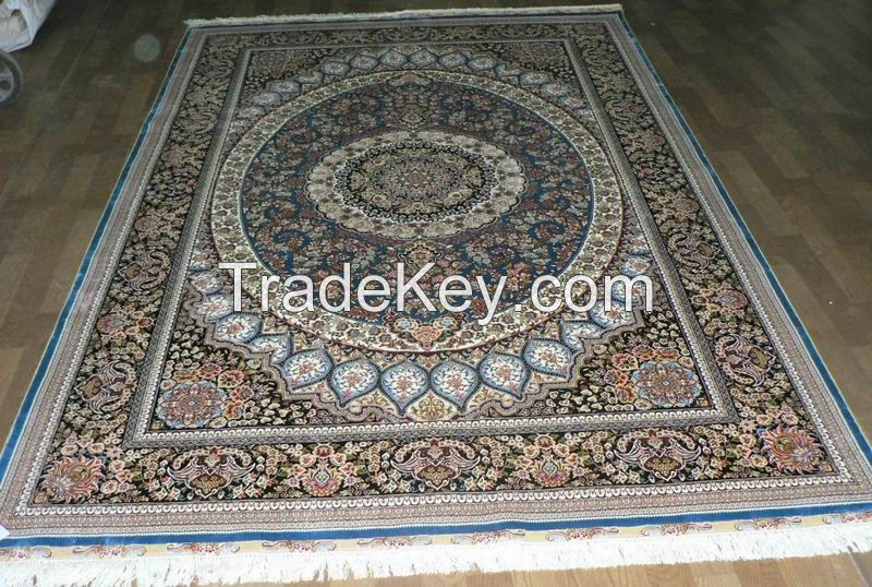 6X9 FT handknotted spun silk carpet