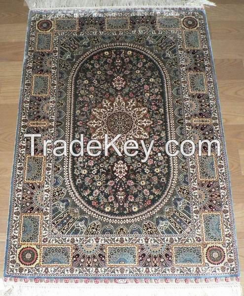 400L hand knotted silk carpet, 2x3FT (0.61M X 0.91M)