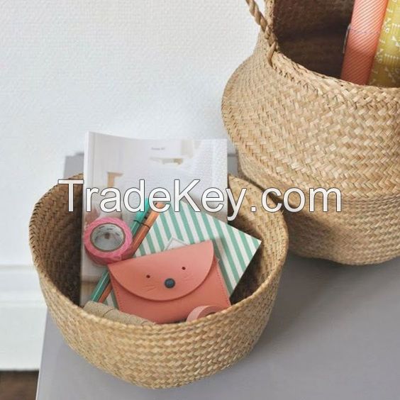 Seagrass belly baskets/ Storage seagrass basket with holders