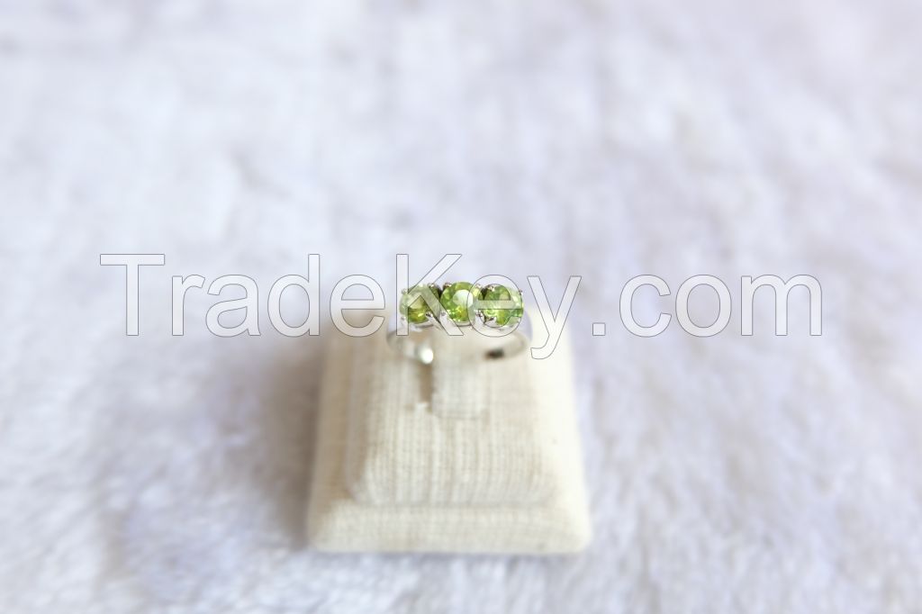 August Peridot Birthstone Ring with Sterling Silver .925