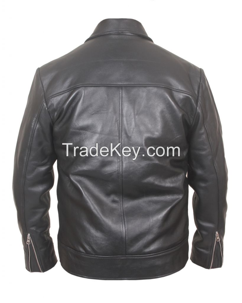 Black Full Sleeve Original Leather Casual Jacket