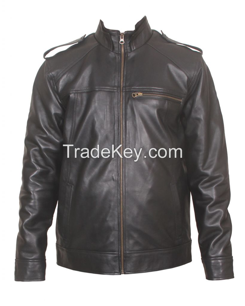 Liquidus Men's Leather Biker Jacket