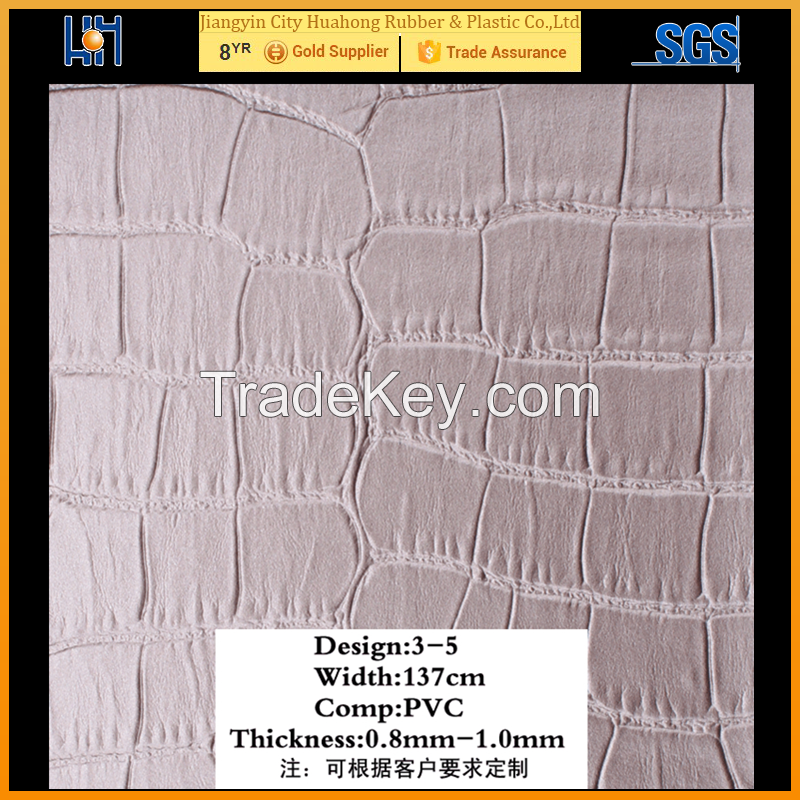 Huahong Best Selling Embossing PVC Faux Leather For Upholstery