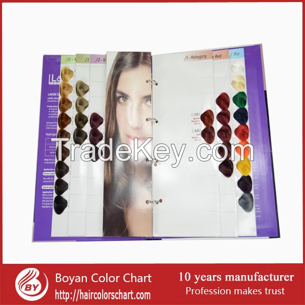 Lavox hair color swatch book OEM hair color chart made in china