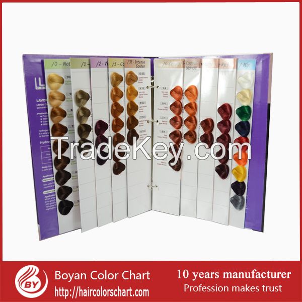 Lavox hair color swatch book OEM hair color chart made in china