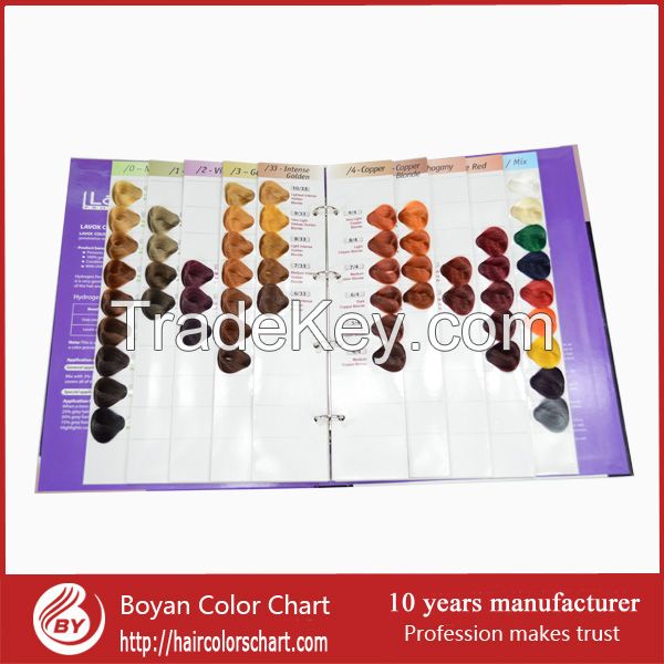 Lavox hair color swatch book OEM hair color chart made in china