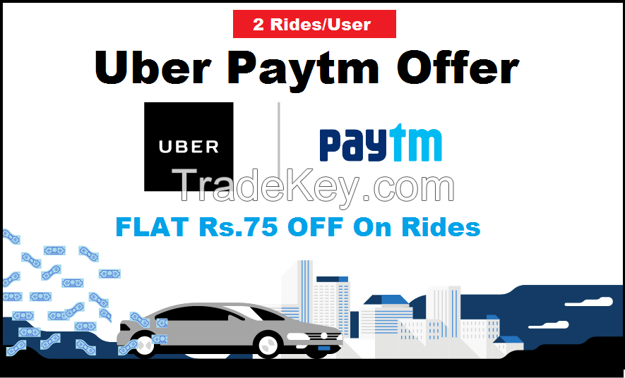 Uber coupons Paytm Offer - FLAT Rs.75 OFF On Rides (2 Rides/User)