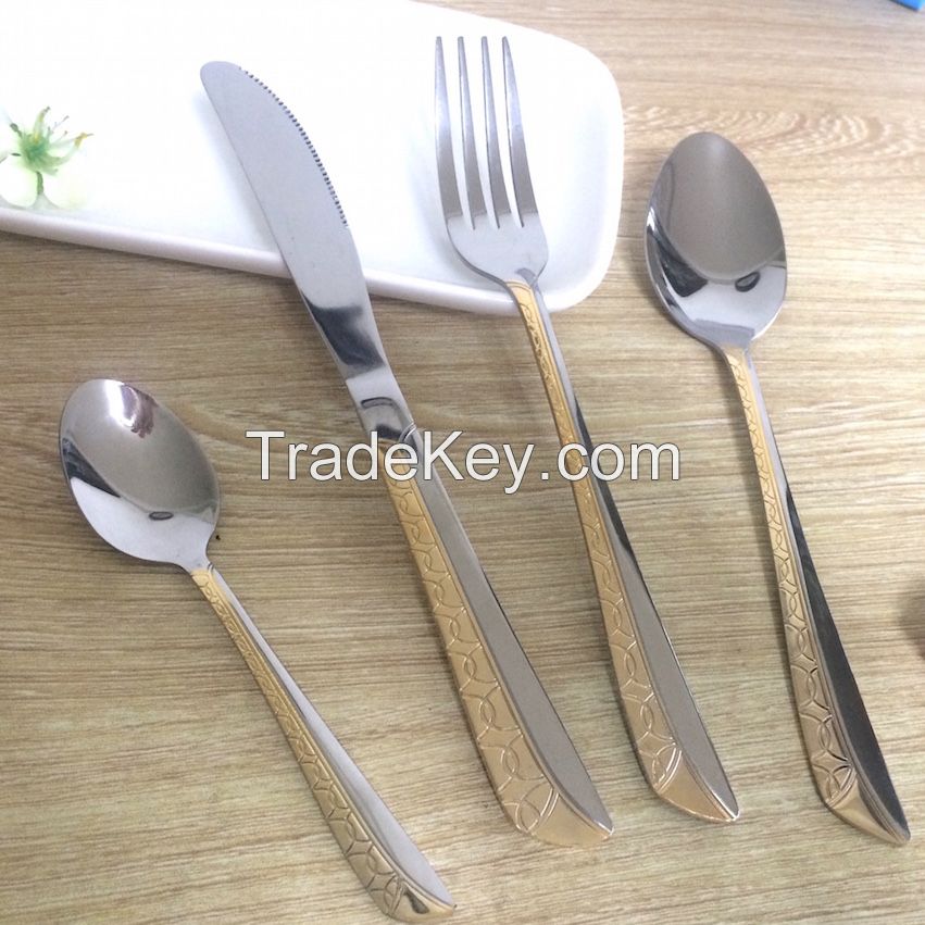 flatware with  golden plated handle