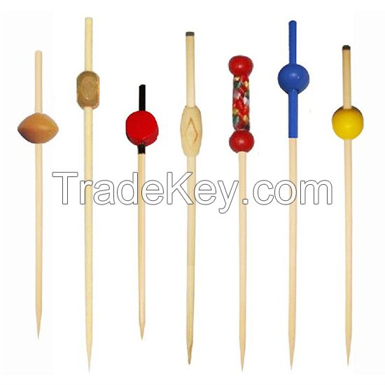 Bamboo Colored Bead Cocktail Sticks