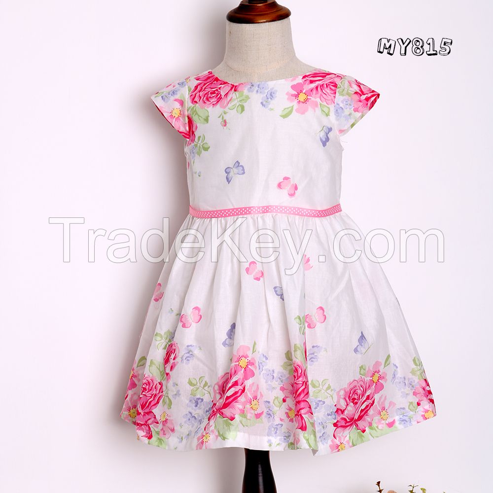 Printed latest dress styles flower nice dresses for girls