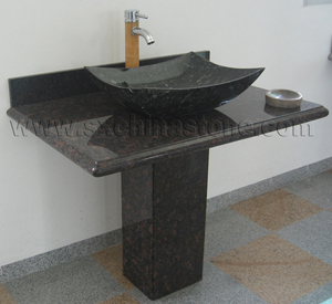 tan brown pedestal granite sink