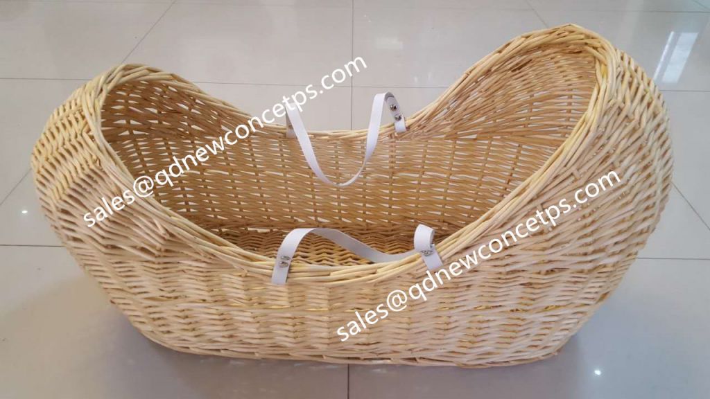 Handmade grey color POD wicker basket for baby sleeping