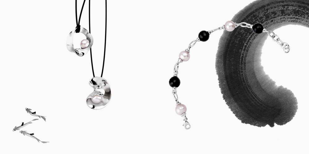 Fashion Silver Jewelry with Black Onyx & Feshwater Pearl
