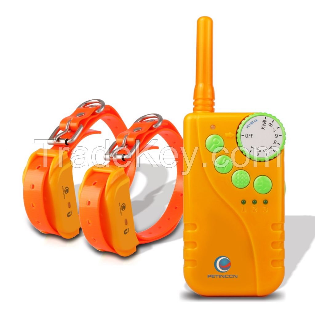 PETINCCN P681 660M Remote Dog Training Collars Waterproof and Rechargeable with Four Functions of Range Finding Tone Vibrating Static Shock Trainer Collar 2Collars Orange