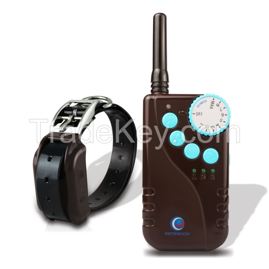 PETINCCN P681 660M Remote Dog Training Collars Waterproof and Rechargeable with Four Functions of Range Finding Tone Vibrating Static Shock Trainer Collar 1Collar Coffee