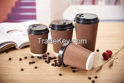 12oz Double Wall Disposable Custom Printed Ripple Paper Cup