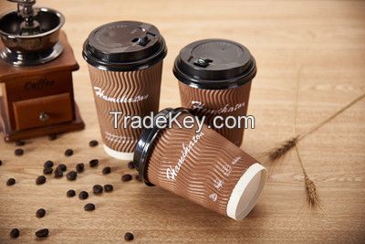 8oz 12oz 16oz Disposable Custom Ripple Wall Coffee Paper Cup