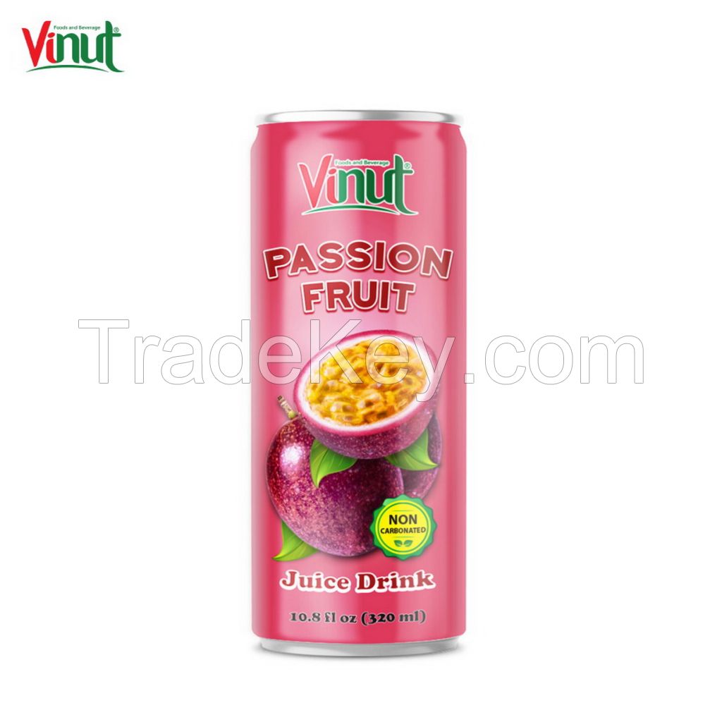 320ml VINUT High Quality 100% Pure OEM Directory Canned Passion fruit juice drink