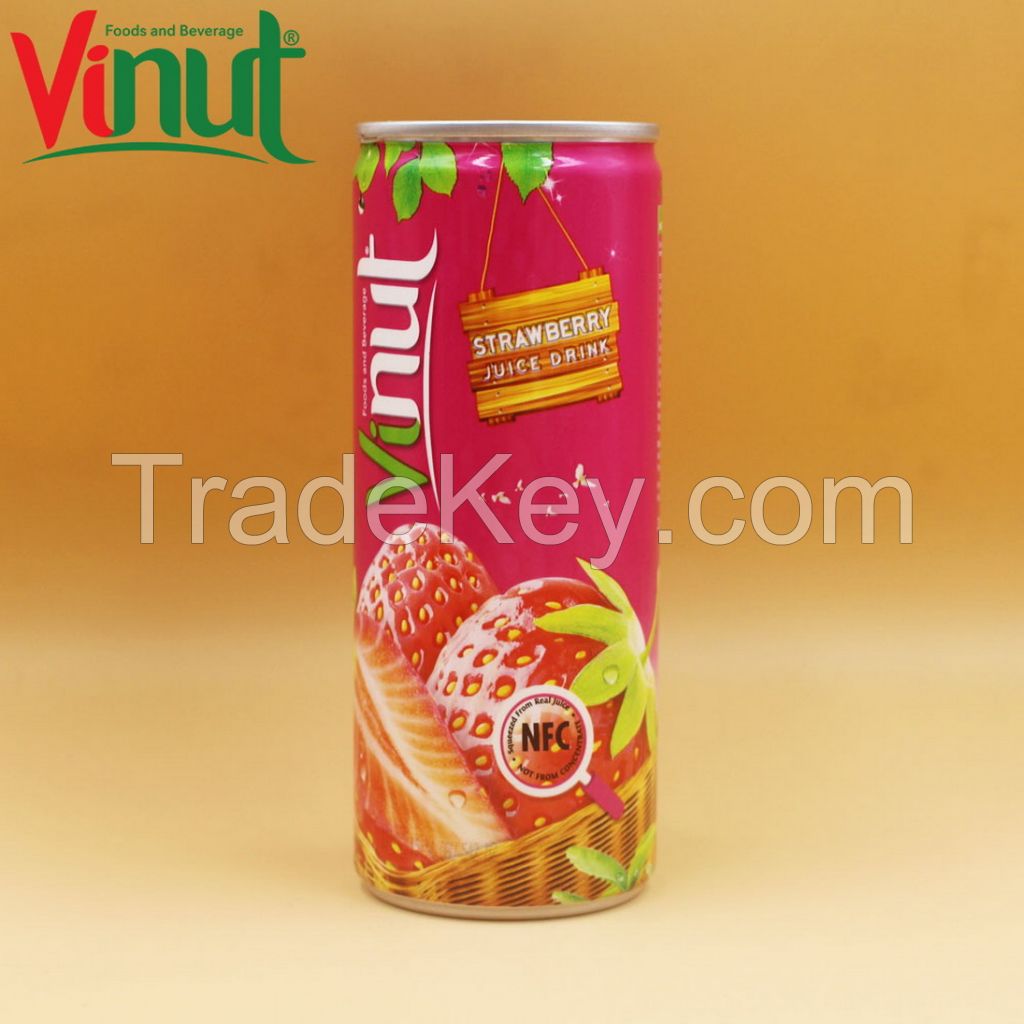 250ml VINUT Can (Tinned) Original Taste Strawberry Juice White Label Private Label Factory Direct Sales ISO Certificate